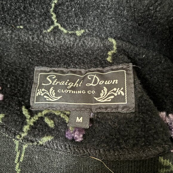 Straight Down Clothing Co. Vintage Casual Jacket Size M Button Down Black Purple - Picture 8 of 11